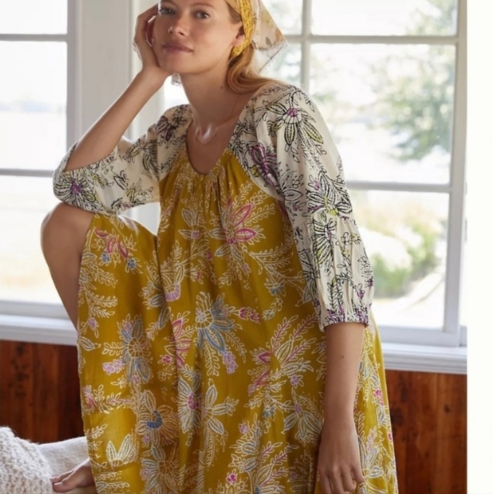 Anthropologie Daily Practice Boho Floral Print Mollie Tunic Dress